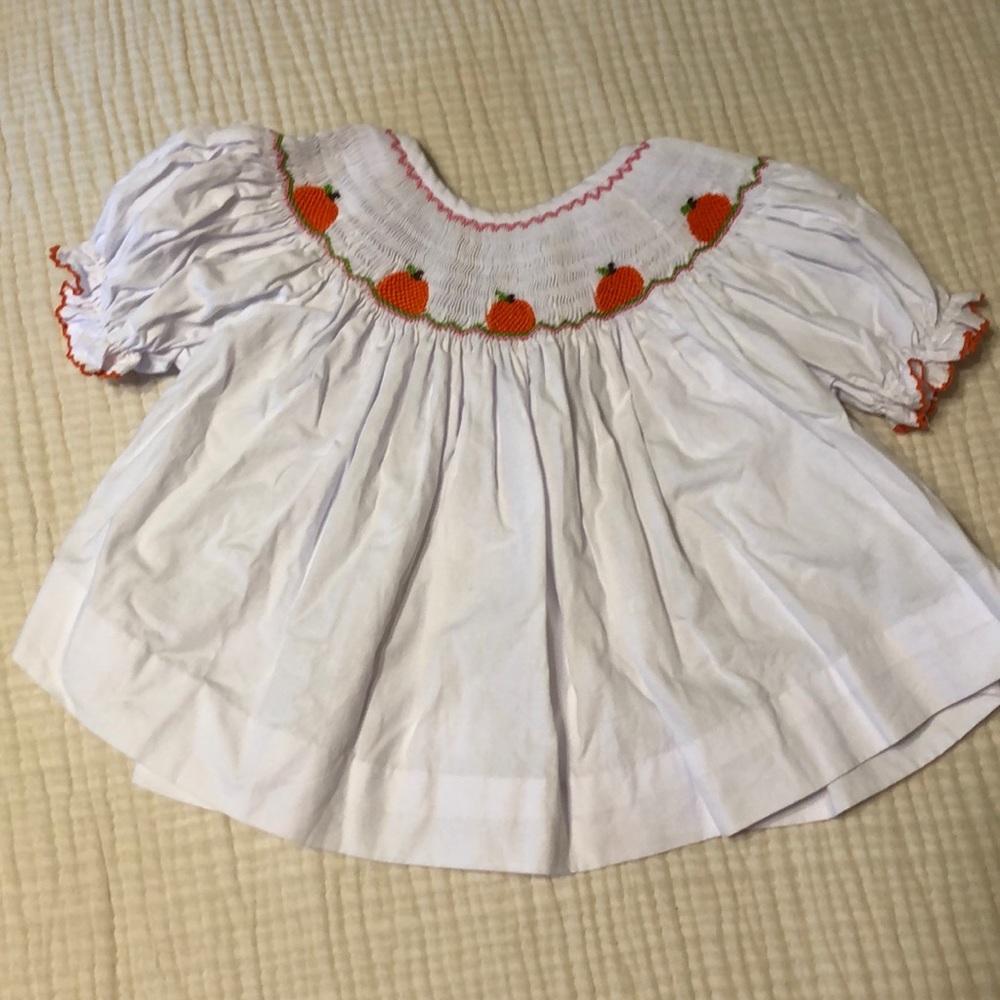 Pumpkin smocked Eliza James fall Dress